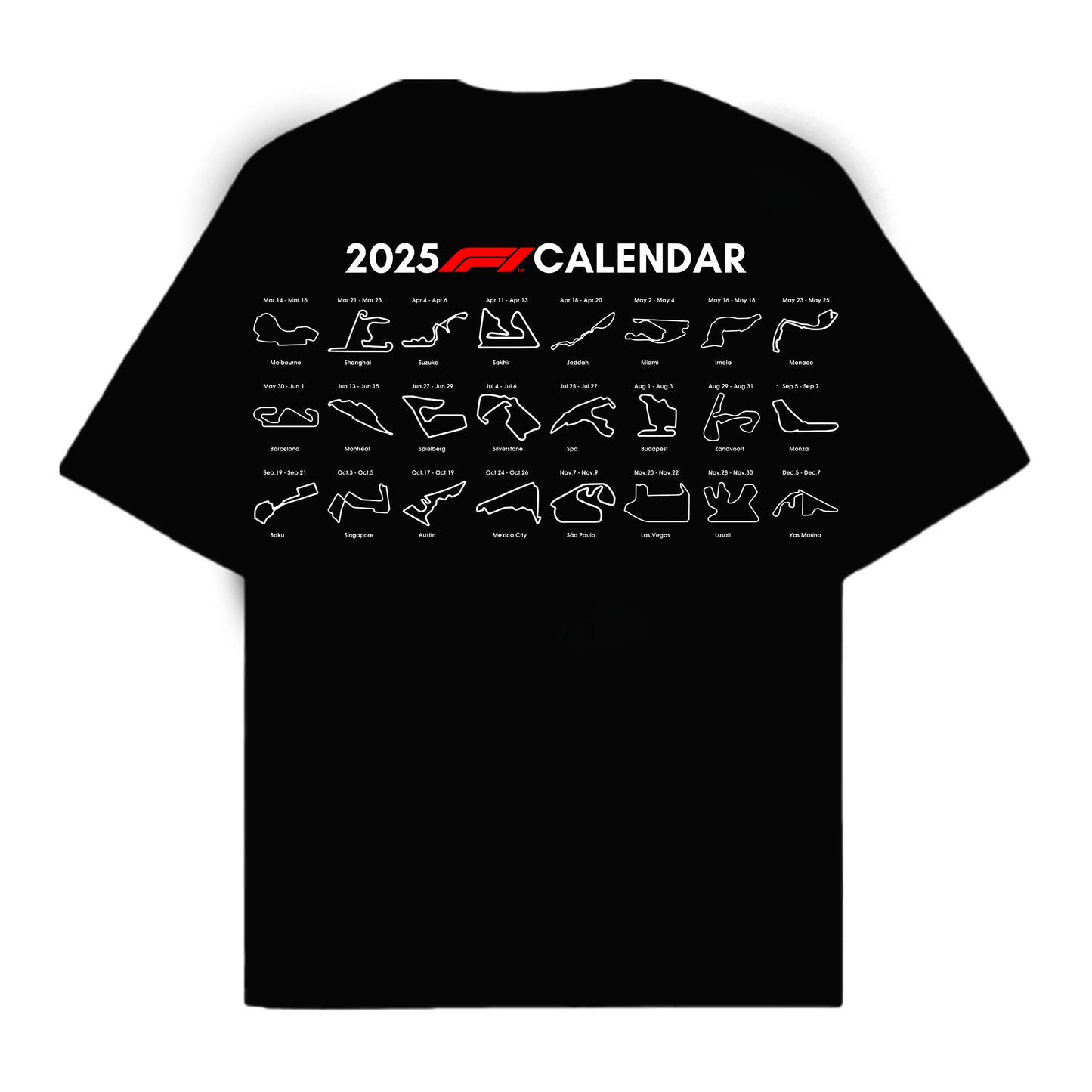 RULESS F1 2025 CALENDAR